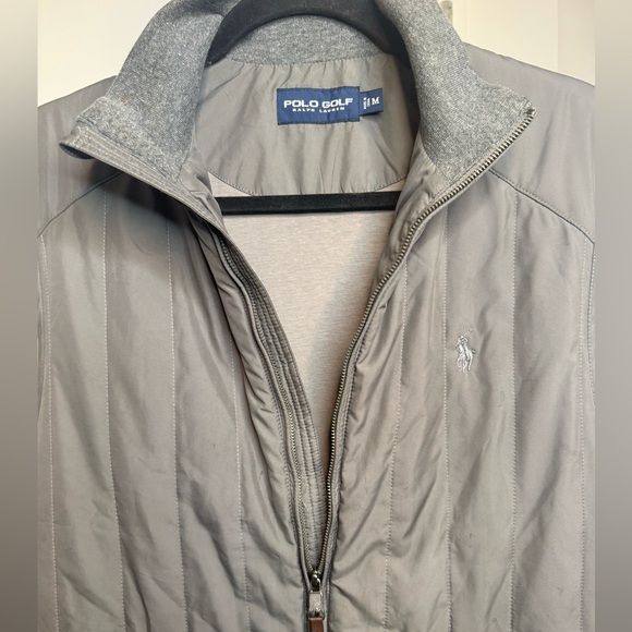 Ralph Lauren Polo Golf Grey Vest w/ Brown Leather Trim - Size Medium - Picture 4 of 7